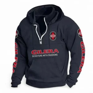Italian Commuter Bike Casual Stand Up Collar Hoodie CAR481 - Dark Blue