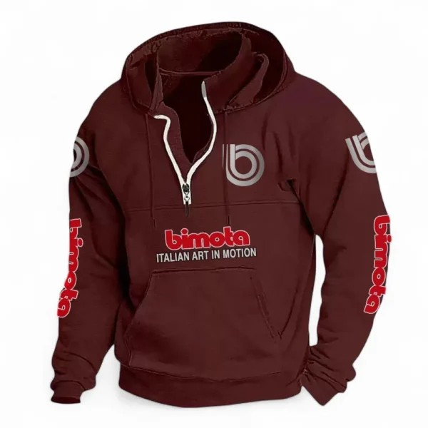 Handcrafted Speed Motorcycle Casual Stand Up Collar Hoodie CAR481 - Deep Red