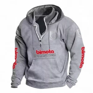 High-End Track Bike Casual Stand Up Collar Hoodie CAR481 - Light Grey
