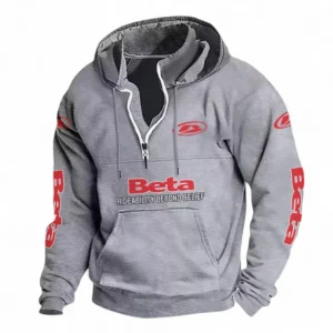 Adventure Two-Wheeler Casual Stand Up Collar Hoodie CAR481 - Light Grey