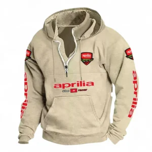 Track Motorcycle Casual Stand Up Collar Hoodie CAR481 - Off White