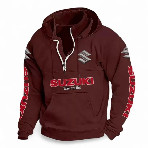 Urban Commuter Vehicle Casual Stand Up Collar Hoodie CAR481 - Deep Red