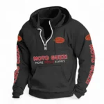 Motorcycle Brand Casual Stand Up Collar Hoodie CAR481 - Black