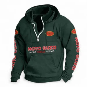 Retro Motorcycle Casual Stand Up Collar Hoodie CAR481 - Dark Green