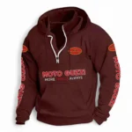 Heritage Two-Wheeler Casual Stand Up Collar Hoodie CAR481 - Deep Red