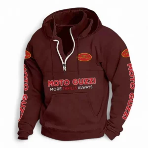 Heritage Two-Wheeler Casual Stand Up Collar Hoodie CAR481 - Deep Red