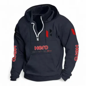 Lightweight Motorcycle Casual Stand Up Collar Hoodie CAR481 - Dark Blue