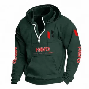 Street Scooter Casual Stand Up Collar Hoodie CAR481 - Dark Green