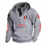 Efficient Two-Wheeler Casual Stand Up Collar Hoodie CAR481 - Light Grey