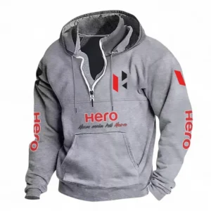 Efficient Two-Wheeler Casual Stand Up Collar Hoodie CAR481 - Light Grey