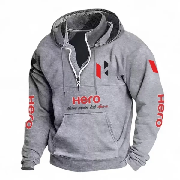 Efficient Two-Wheeler Casual Stand Up Collar Hoodie CAR481 - Light Grey