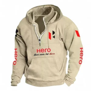 Eco-Friendly Motorcycle Casual Stand Up Collar Hoodie CAR481 - Off White