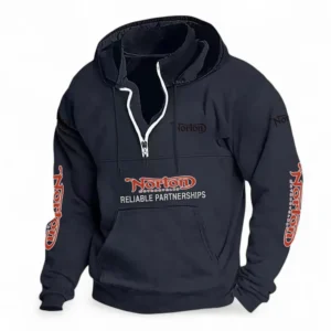 Vintage Two-Wheeler Casual Stand Up Collar Hoodie CAR481 - Dark Blue