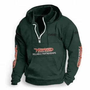 Retro Street Bike Casual Stand Up Collar Hoodie CAR481 - Dark Green