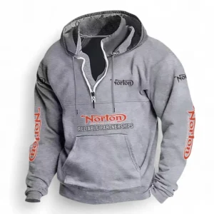Cafe Racer Casual Stand Up Collar Hoodie CAR481 - Light Grey