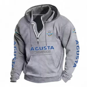Precision Motorcycle Casual Stand Up Collar Hoodie CAR481 - Light Grey