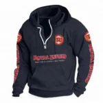 Retro Motorcycle Casual Stand Up Collar Hoodie CAR481 - Dark Blue