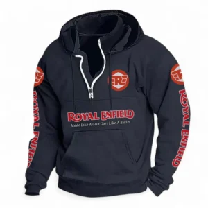Retro Motorcycle Casual Stand Up Collar Hoodie CAR481 - Dark Blue