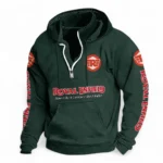 Bullet-Style Bike Casual Stand Up Collar Hoodie CAR481 - Dark Green