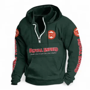Bullet-Style Bike Casual Stand Up Collar Hoodie CAR481 - Dark Green