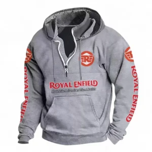 Urban Commuter Motorcycle Casual Stand Up Collar Hoodie CAR481 - Light Grey
