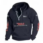 Vintage Bike Casual Stand Up Collar Hoodie CAR481 - Dark Blue