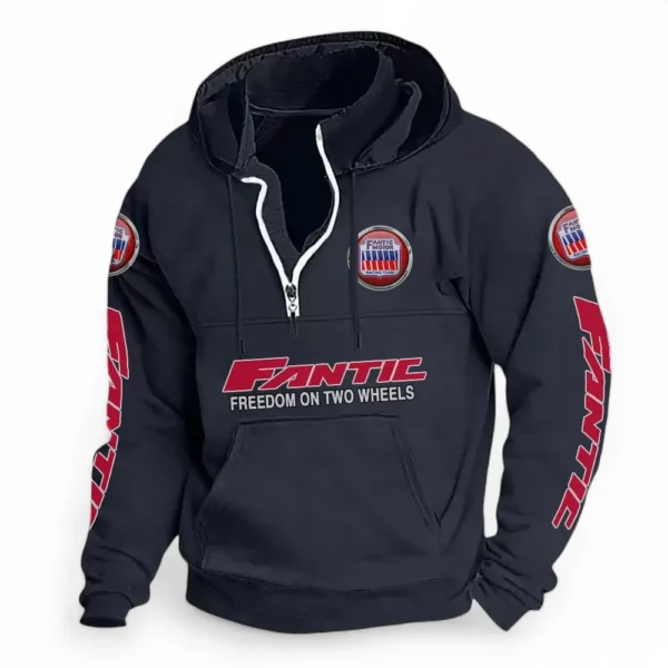 Enduro Bike Casual Stand Up Collar Hoodie CAR481 - Dark Blue