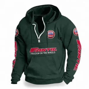 Motocross Motorcycle Casual Stand Up Collar Hoodie CAR481 - Dark Green