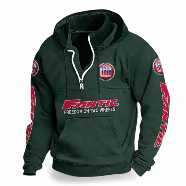 Motocross Motorcycle Casual Stand Up Collar Hoodie CAR481 - Dark Green