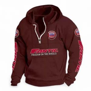 Adventure Two-Wheeler Casual Stand Up Collar Hoodie CAR481 - Deep Red