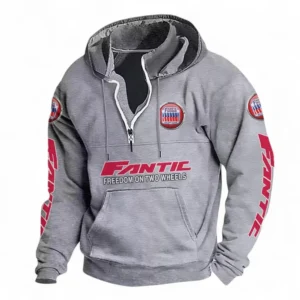 Trail Bike Casual Stand Up Collar Hoodie CAR481 - Light Grey
