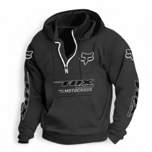 Motocross Gear Casual Stand Up Collar Hoodie CAR481 - Black