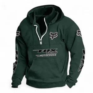 Rider Equipment Casual Stand Up Collar Hoodie CAR481 - Dark Green