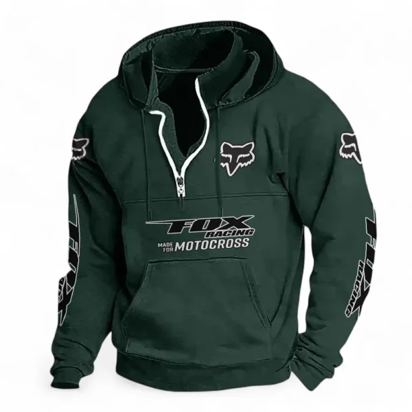 Rider Equipment Casual Stand Up Collar Hoodie CAR481 - Dark Green