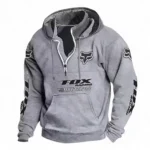 Dirt Bike Apparel Casual Stand Up Collar Hoodie CAR481 - Light Grey