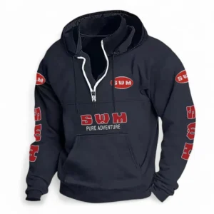 Trail Bike Casual Stand Up Collar Hoodie CAR481 - Dark Blue