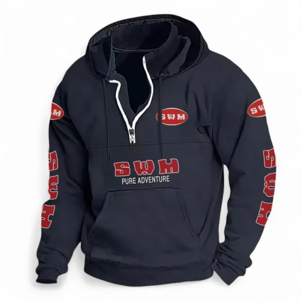 Trail Bike Casual Stand Up Collar Hoodie CAR481 - Dark Blue