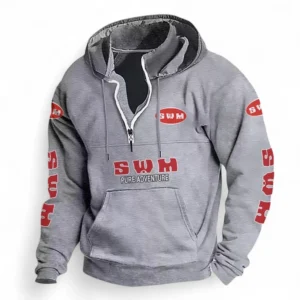 Dual-Sport Bike Casual Stand Up Collar Hoodie CAR481 - Light Grey