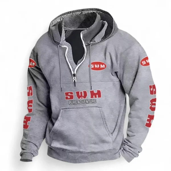Dual-Sport Bike Casual Stand Up Collar Hoodie CAR481 - Light Grey
