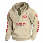 Rugged Terrain Motorcycle Casual Stand Up Collar Hoodie CAR481 - Off White