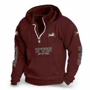 Agile Street Ride Casual Stand Up Collar Hoodie CAR481 - Deep Red