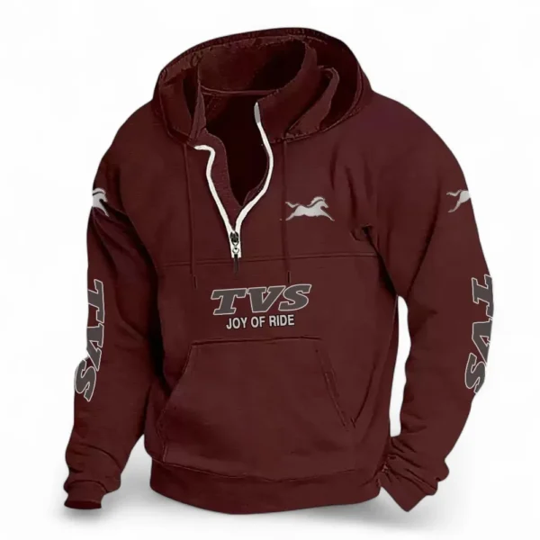 Agile Street Ride Casual Stand Up Collar Hoodie CAR481 - Deep Red