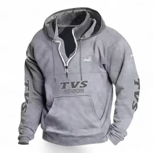 Retro Commuter Casual Stand Up Collar Hoodie CAR481 - Light Grey
