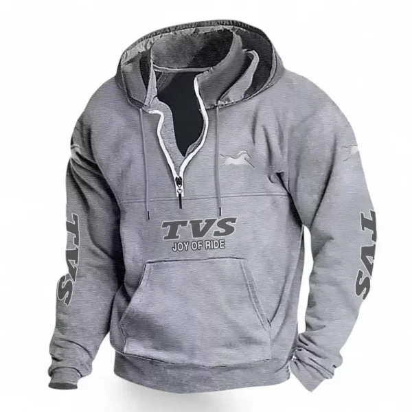 Retro Commuter Casual Stand Up Collar Hoodie CAR481 - Light Grey