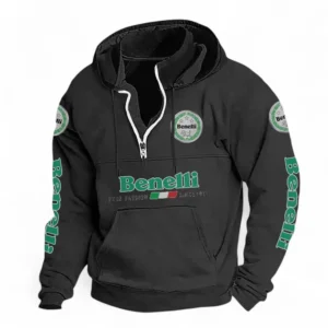 Sport Bike Casual Stand Up Collar Hoodie CAR481 - Black