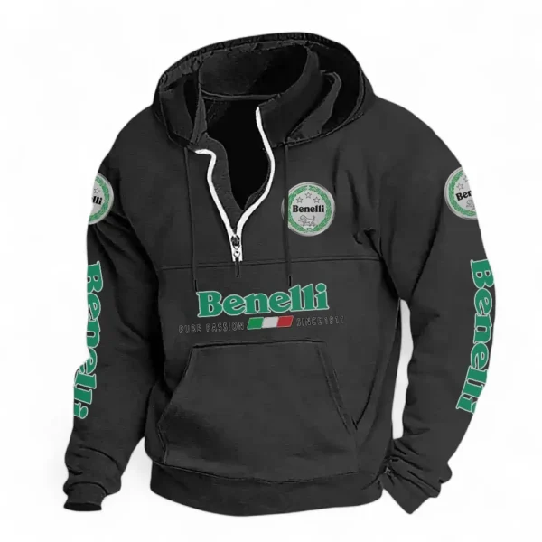 Sport Bike Casual Stand Up Collar Hoodie CAR481 - Black