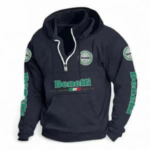 Naked Motorcycle Casual Stand Up Collar Hoodie CAR481 - Dark Blue