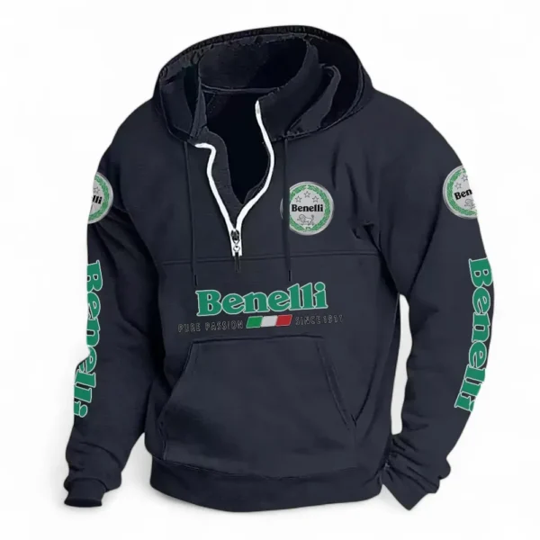 Naked Motorcycle Casual Stand Up Collar Hoodie CAR481 - Dark Blue