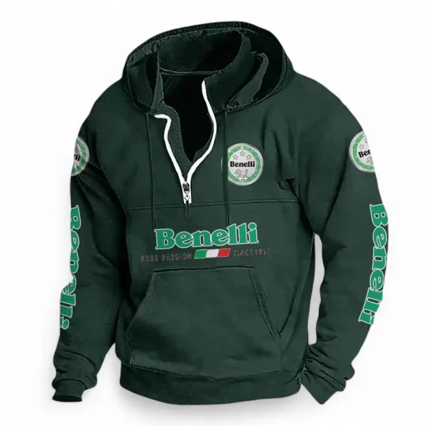 Adventure Touring Bike Casual Stand Up Collar Hoodie CAR481 - Dark Green