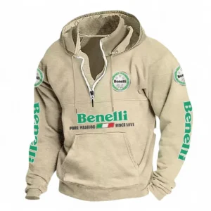 Dual-Sport Bike Casual Stand Up Collar Hoodie CAR481 - Off White